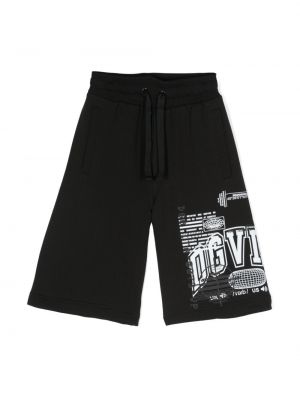 Pantaloni scurți din bumbac cu imagine din jerseu Dolce & Gabbana Dgvib3 negru