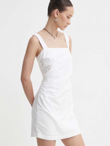 Lanena uska mini haljina Abercrombie & Fitch bijela