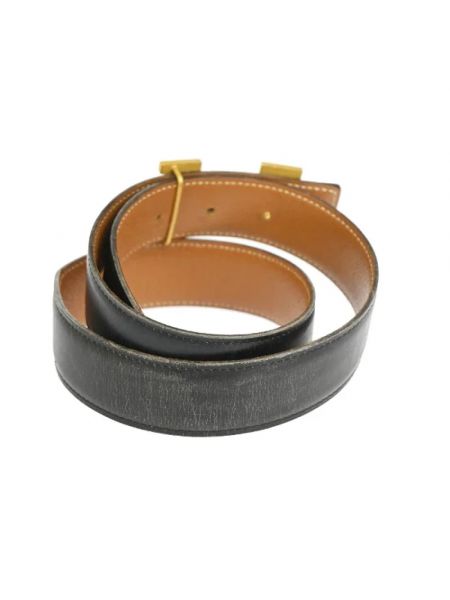 Cinturón de cuero Hermès Vintage negro