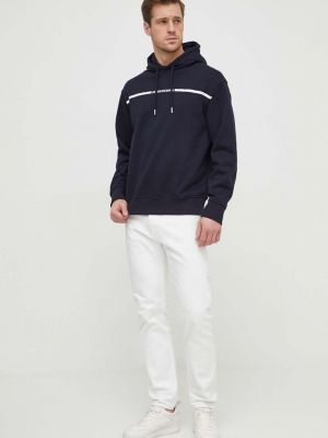 Pamučna hoodie s kapuljačom s printom Armani Exchange plava