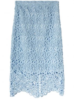Niebieska haftowana spódnica ołówkowa koronkowa Burberry