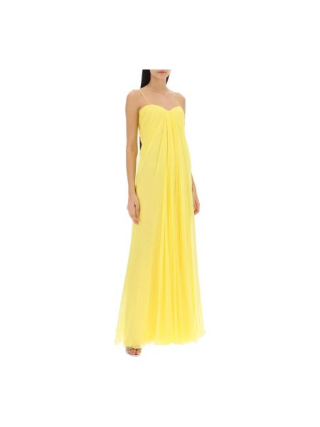Sukienka szyfonowa Alexander Mcqueen żółta