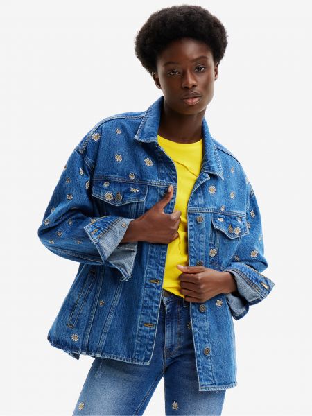 Traper jakna s cvjetnim printom s cvjetnim printom Desigual plava