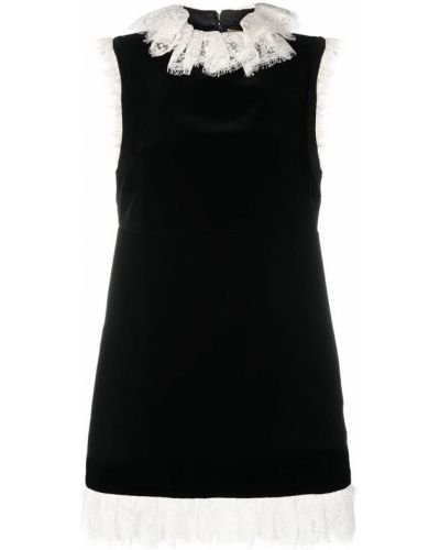 Mini vestido de terciopelo‏‏‎ de encaje Saint Laurent negro