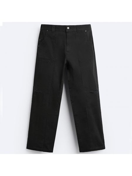 Рваные брюки Zara черные