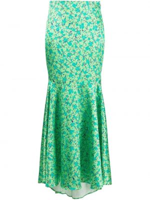 Kvetinová dlhá sukňa s potlačou Rotate zelená