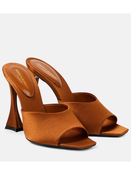 Satin mules Saint Laurent brun