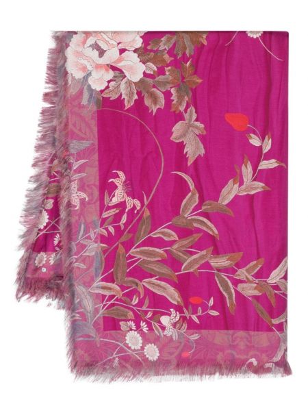Копринен шал на цветя с принт Pierre-louis Mascia розово