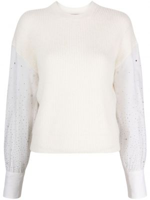 Прозрачен плетен пуловер Peserico бяло