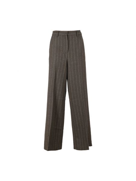 Szerokie spodnie w paski Remain Birger Christensen brązowe