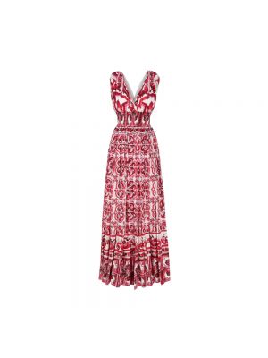 Sukienka długa bawełniana Dolce And Gabbana różowa