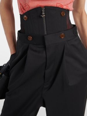 Vlnené rovné nohavice Vivienne Westwood čierna