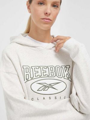 Pamučna hoodie s kapuljačom Reebok Classic bež