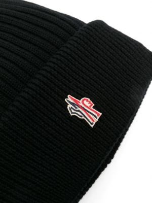 Vilnonis siuvinėtas kepurė Moncler Grenoble juoda