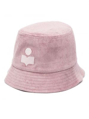 Haftowany kapelusz sztruksowy Isabel Marant fioletowy