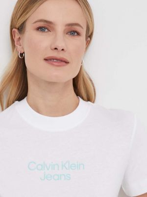 Bombažna majica Calvin Klein Jeans bela