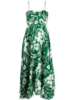 Květinové lněné šaty bez rukávů Faithfull The Brand - zelená