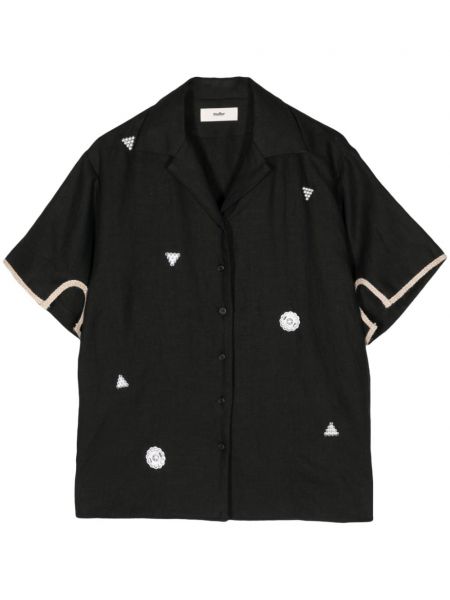 Λινό πουκάμισο με πετραδάκια Muller Of Yoshiokubo μαύρο