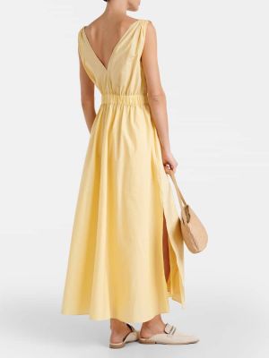 Bavlněné midi šaty Brunello Cucinelli žluté