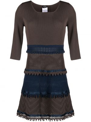 Viskózové pletené šaty Chanel Pre-owned - modrá