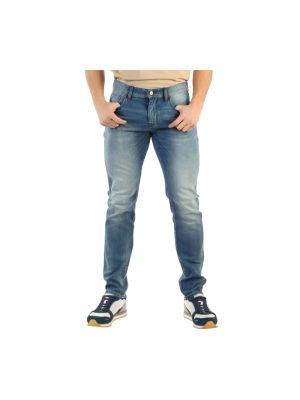 Spodnie z przetarciami slim fit Armani Exchange niebieskie
