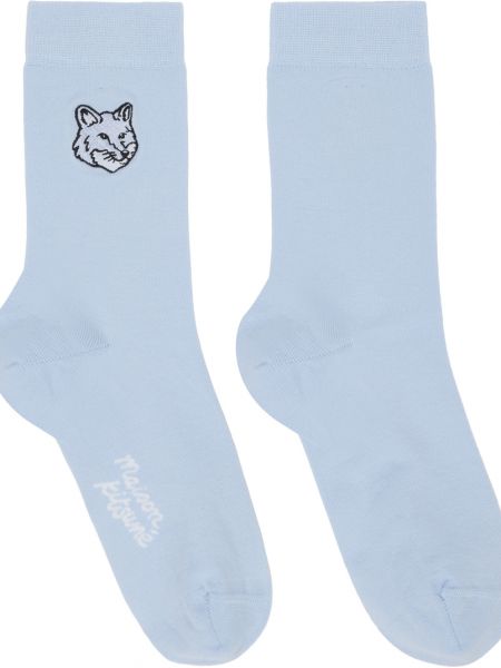 Синие носки с головой лисы Maison Kitsune
