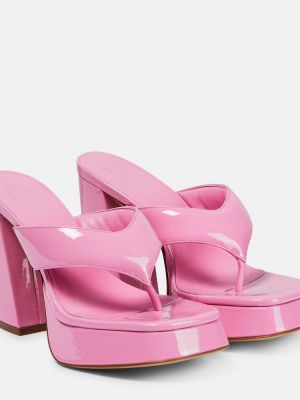 Sandali di pelle con platform in pelle verniciata Gia Borghini rosa