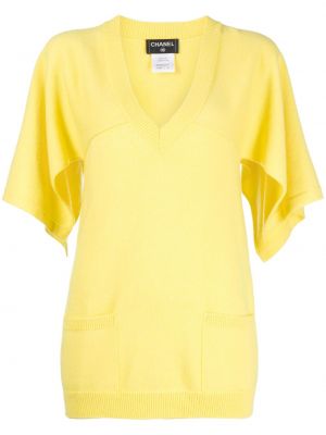 Kašmírové tričko Chanel Pre-owned žltá