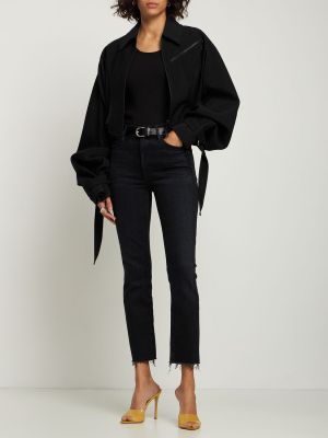 Bavlnené džínsy s rovným strihom Mother čierna