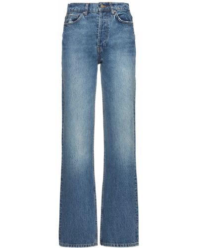 Bavlnené džínsy s rovným strihom Anine Bing modrá