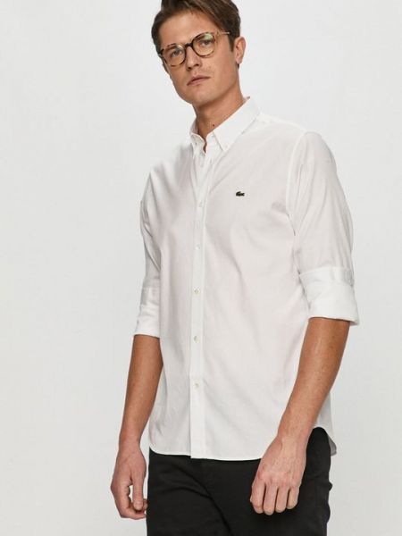 Хлопковая рубашка Lacoste белая