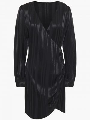 Černé saténové mini šaty pruhované Anine Bing