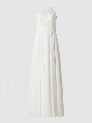Sukienka szyfonowa koronkowa Luxuar biała