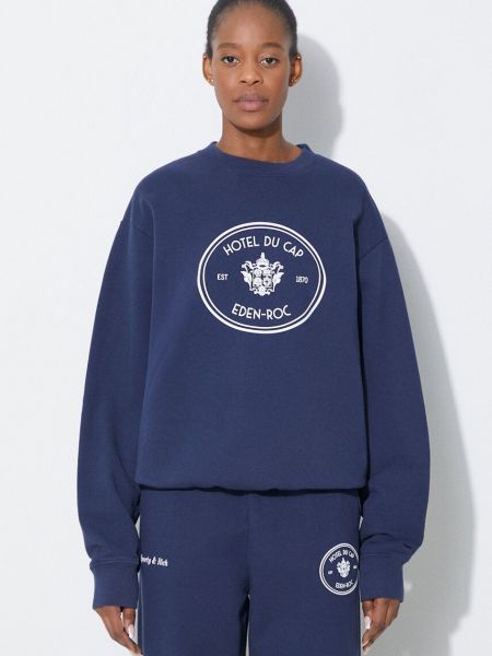 Pamučna hoodie s kapuljačom Sporty & Rich plava