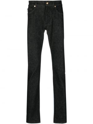 Slim fit priliehavé skinny fit džínsy s výšivkou Versace čierna