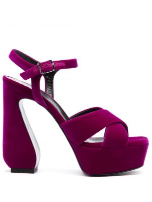 Sandale de catifea cu platformă Sergio Rossi violet