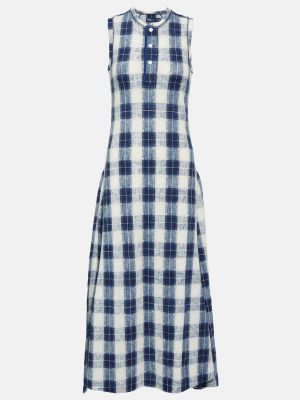 Клетчатое длинное платье из джерси Polo Ralph Lauren синее