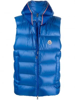 Péřová prošívaná vesta s kapucí Moncler modrá