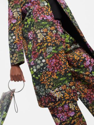 Pikowany satynowy krótki płaszcz w kwiatki Dries Van Noten