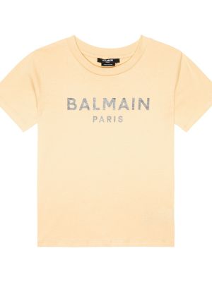 Bomull t-skjorte for jenter Balmain Kids brun