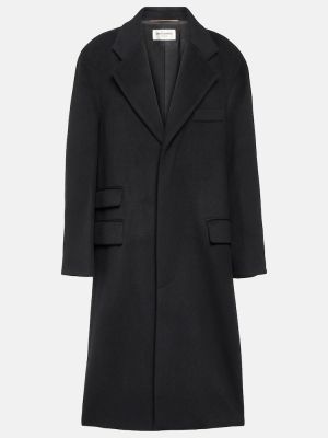 Oversized μάλλινο παλτό Saint Laurent μαύρο