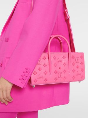 Δερμάτινη τσάντα ώμου Christian Louboutin ροζ