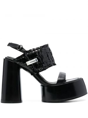 Kožené sandále na platforme Premiata čierna