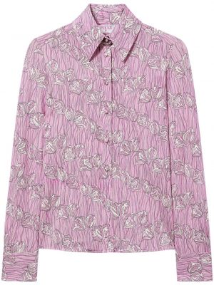 Сатенена риза с принт Pucci розово