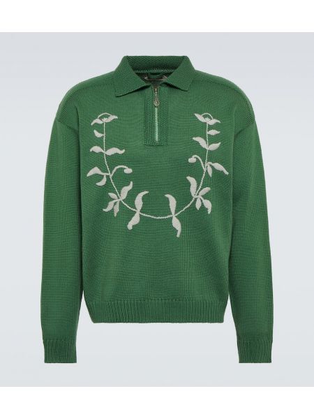 Vilnonis siuvinėtas polo marškinėliai Bode žalia