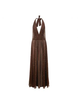 Хлопковое шелковое платье Oséree коричневое