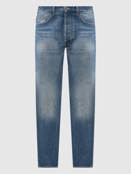 Прямые джинсы с потертостями Valentino синие