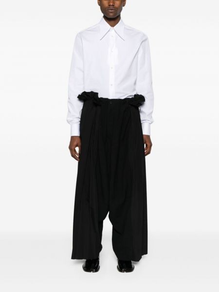 Plisseeritud laia lõikega püksid Yohji Yamamoto must