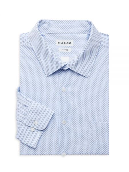 Приталенная спортивная рубашка с узором пейсли Bill Blass, White Blue