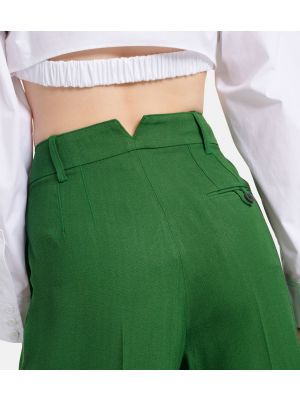 Pantaloni cu talie înaltă cu croială lejeră Jacquemus verde